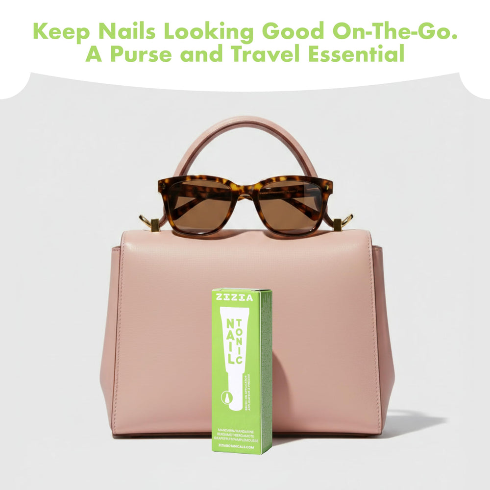 Zizia Botanicals Citrus Nail Tonic packaging box and travel-ready bottle.