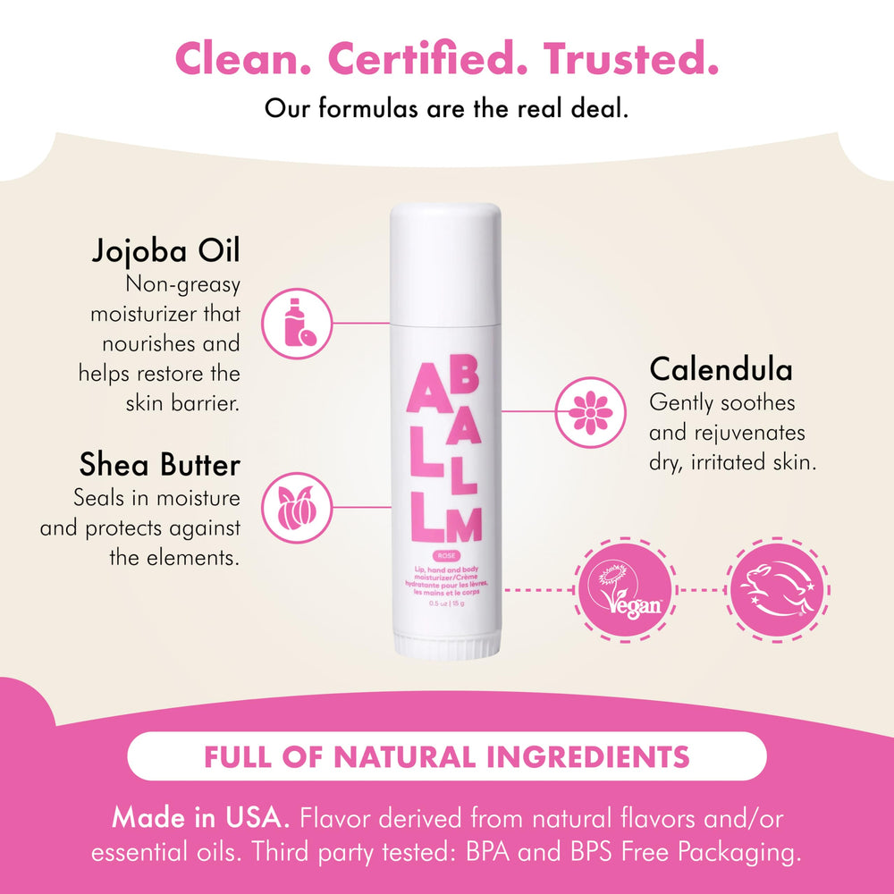 Zizia Botanicals Rose Multi All Balm Stick ideal for hands and lips.