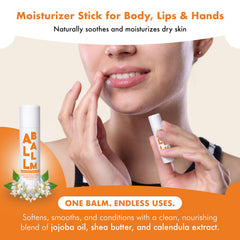 Zizia Orange Blossom Neroli Multi Balm Stick application shows silky feel on lips and skin.