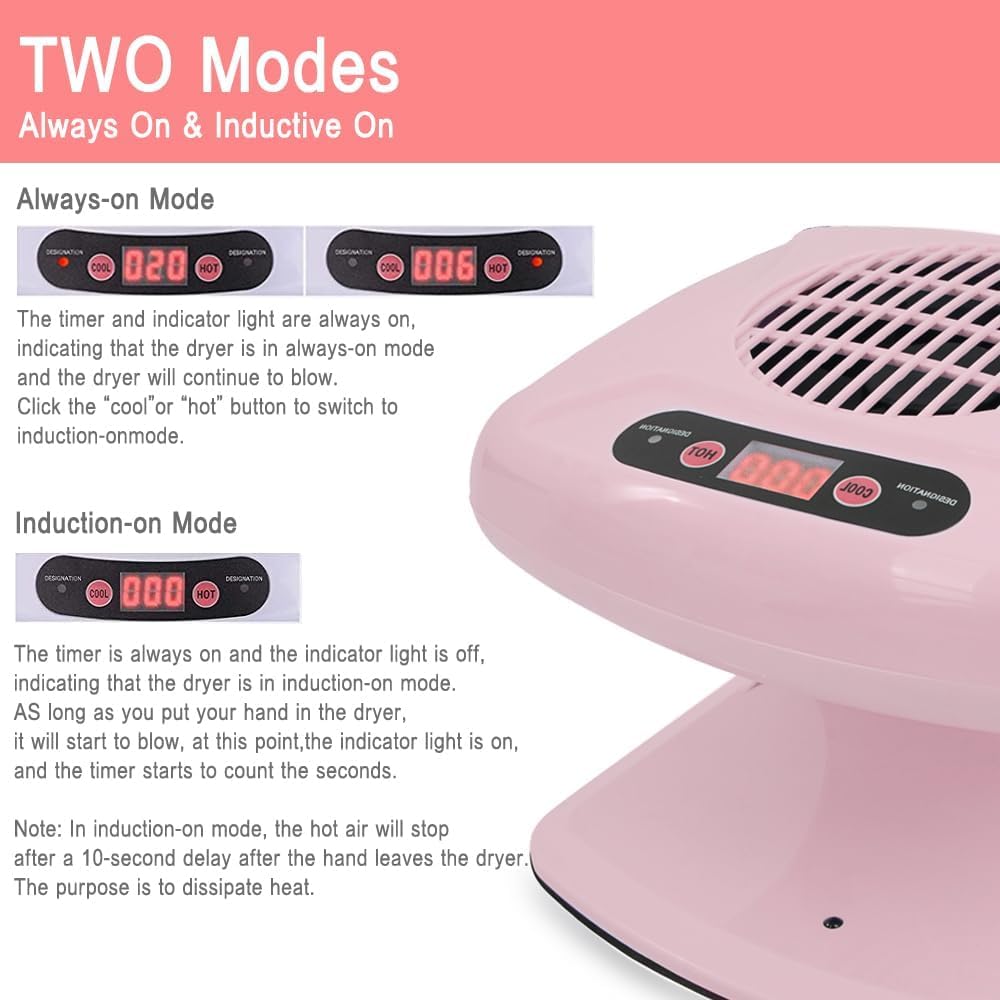 ZJchao Air Nail Dryer built-in timer helps set precise dry times.