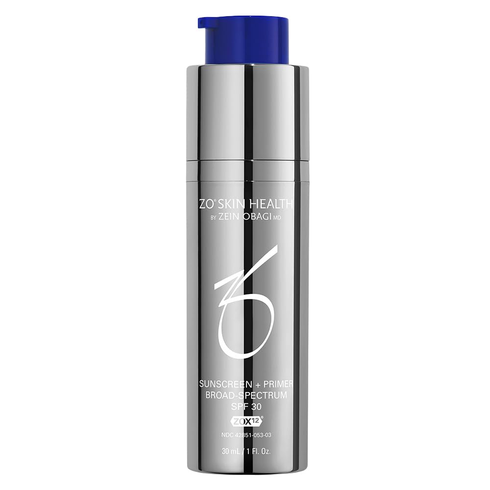 ZO Skin Health Sunscreen Primer bottle for daily protection and makeup prep.
