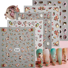 Zoance embossed angel nail stickers with angel wings pattern for elegant daily nails