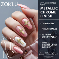 ZOKLU easy-to-apply cross nail charms for quick nail art