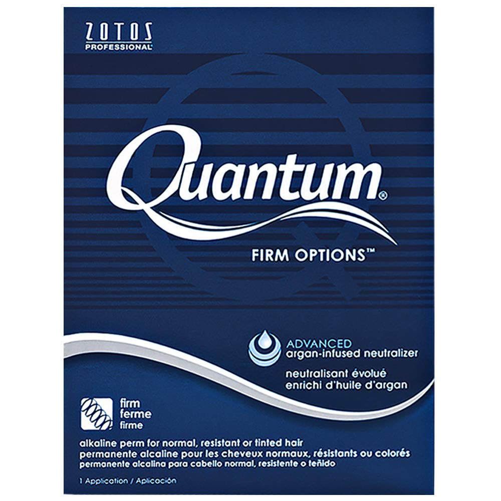 Zotos Quantum Firm Options Alkaline Perm bottle showing conditioning formula for resilient curls.