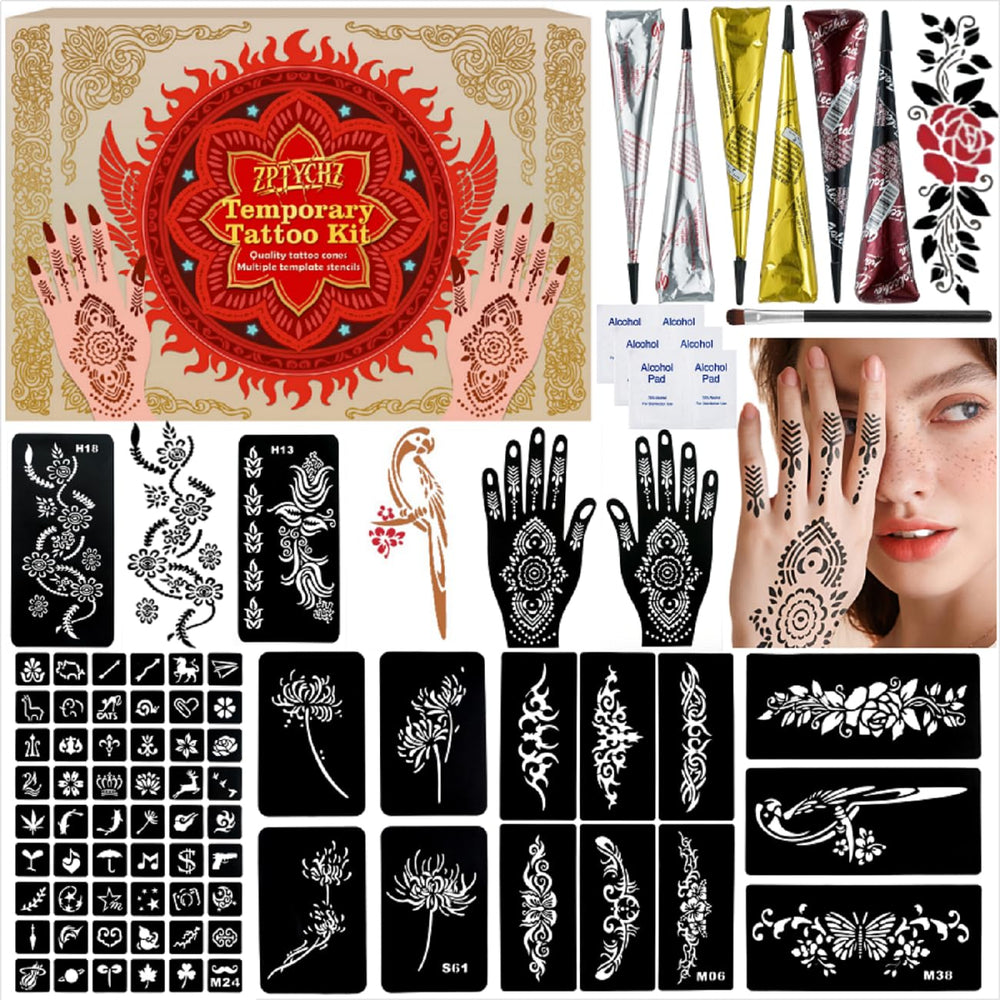 ZPTYCHZ temporary tattoo kit for at home art with six pieces.