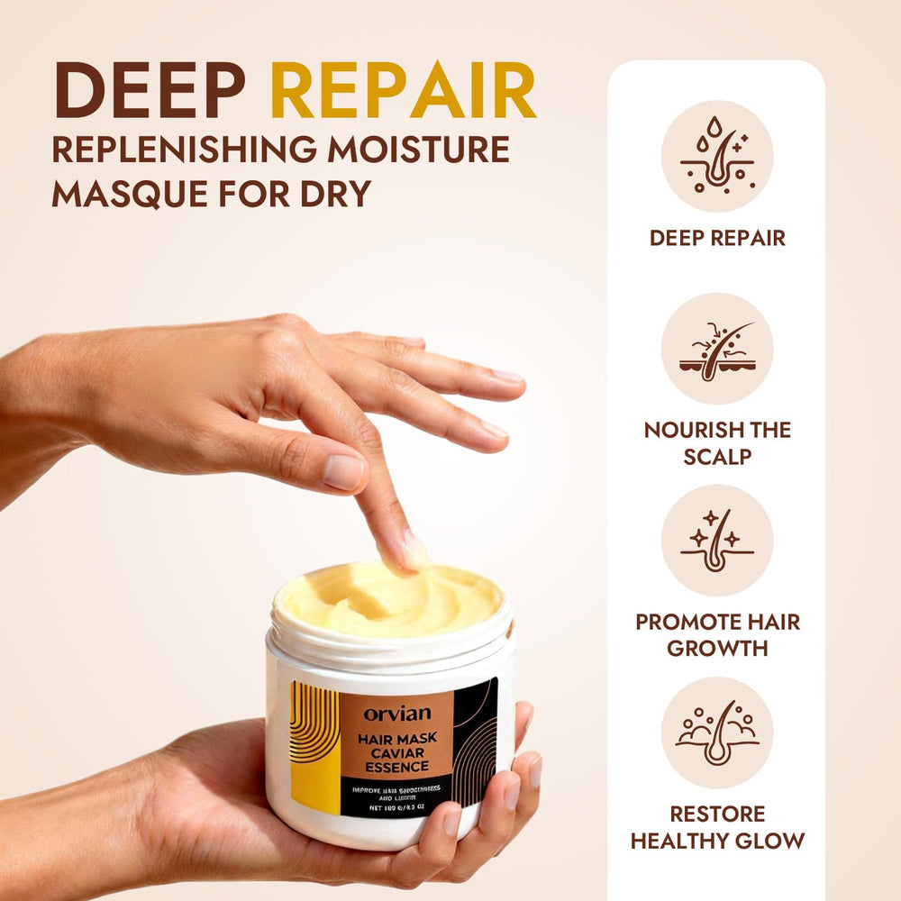 ZPX Orvian Caviar Hair Mask jar spread highlighting rich, hydrating texture