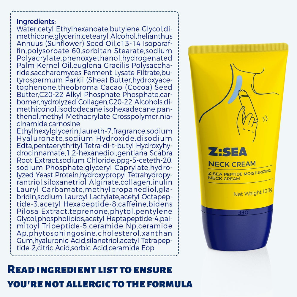 Z:SEA packaging showcases premium neck cream for daily care.