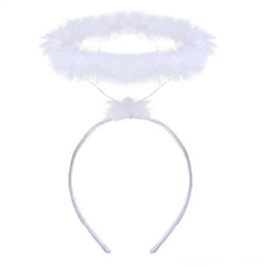 ZSPERKLA Angel Halo Headband with white feather for a charming Halloween look