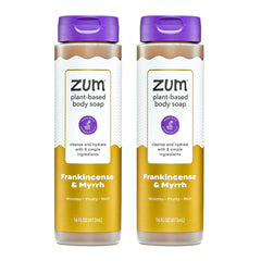 Zum Body Soap Frankincense and Myrrh bottle highlights natural ingredients for a deep cleansing