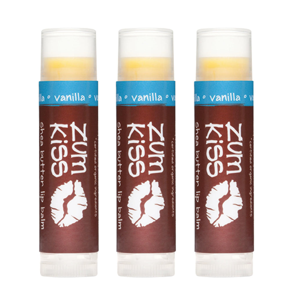 Zum Kiss Stick vanilla packaging shows a pocket lip balm for on-the-go hydration