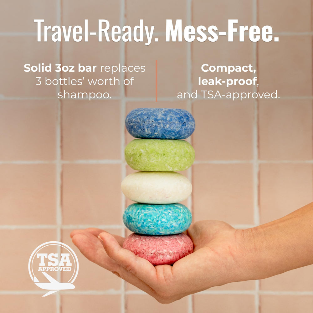 ZWS Essentials Driftwood Shampoo Bar close-up texture shows a rich solid cleanser.