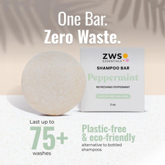 Plastic-free packaging of ZWS Essentials Peppermint Breeze shampoo bar