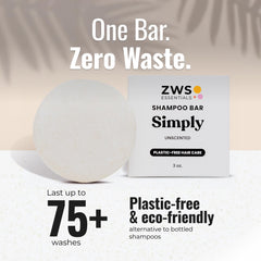 ZWS Essentials Simply Unscented Shampoo Bar ingredients cocoa butter and jojoba oil