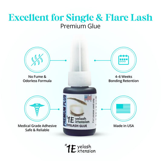 Premium Plus precision-tip dispensing for controlled lash placement
