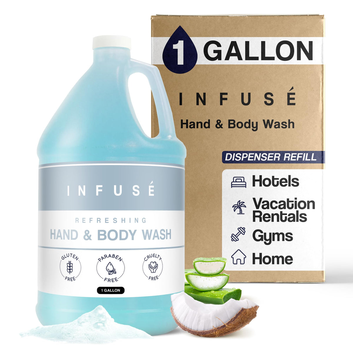 1-Shoppe All-in-Kit hand wash bottle for hotel use with Infuse White Tea & Coconut