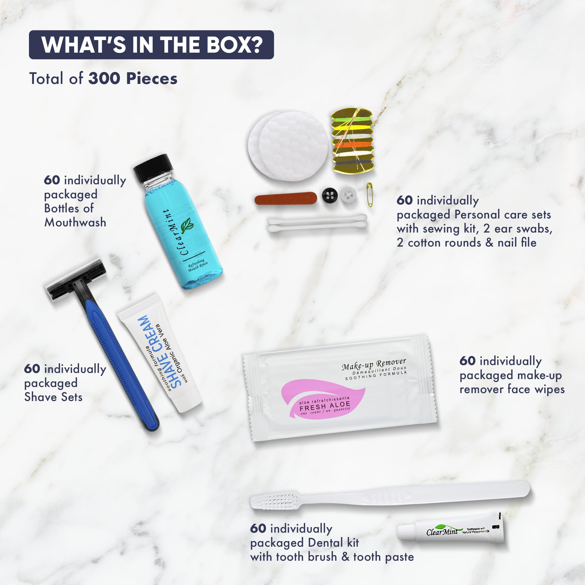 1-Shoppe All-in-Kit toothbrush and paste travel size for guest convenience