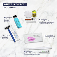1-Shoppe All-in-Kit toothbrush and paste travel size for guest convenience