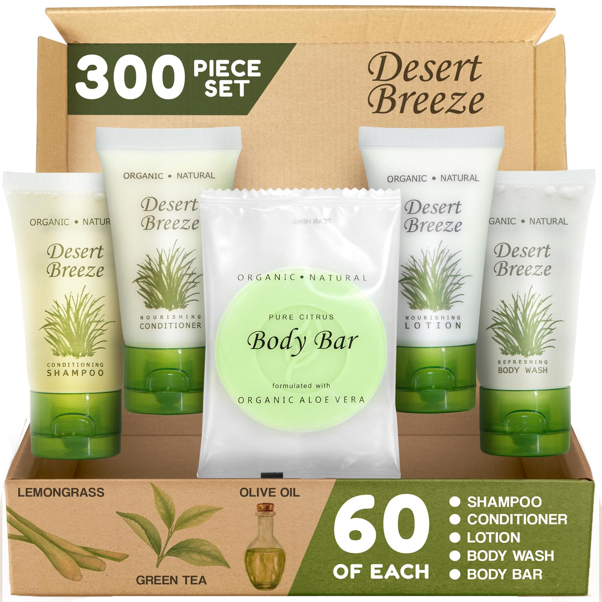 1-Shoppe All-in-Kit travel-size toiletries in box, ideal for hospitality presentation.