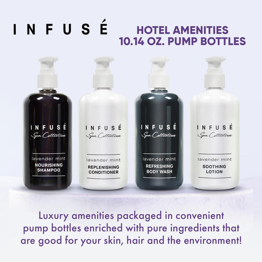1-Shoppe Infuse Lavender Mint Conditioner Pump for smoothing detangling and easy styling.