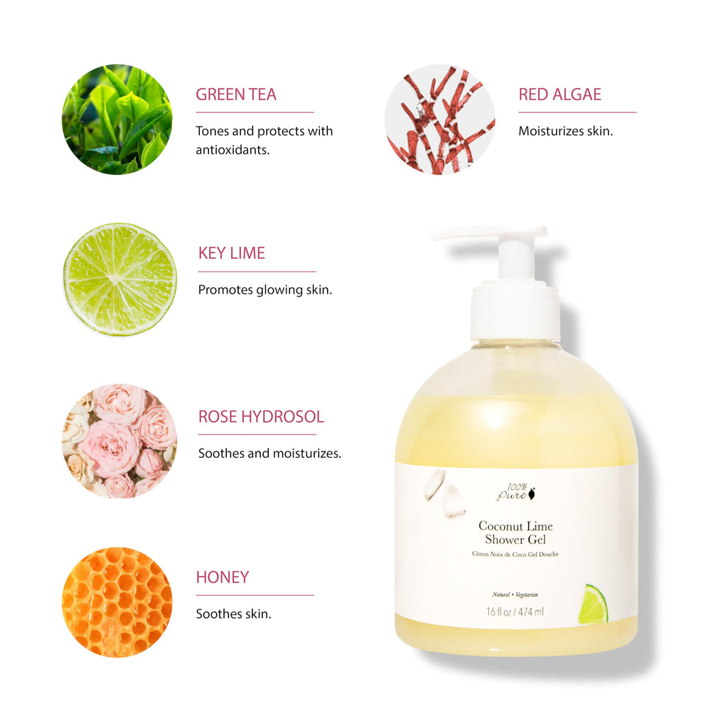 Creamy foam from 100% PURE Coconut Lime Shower Gel in action.