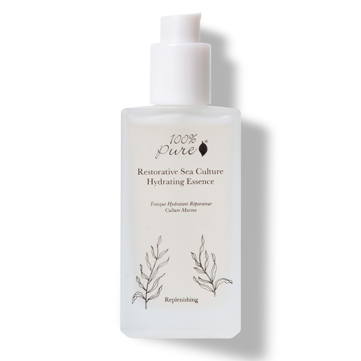 100% PURE Restorative Sea Essence Toner bottle ready for daily hydration.