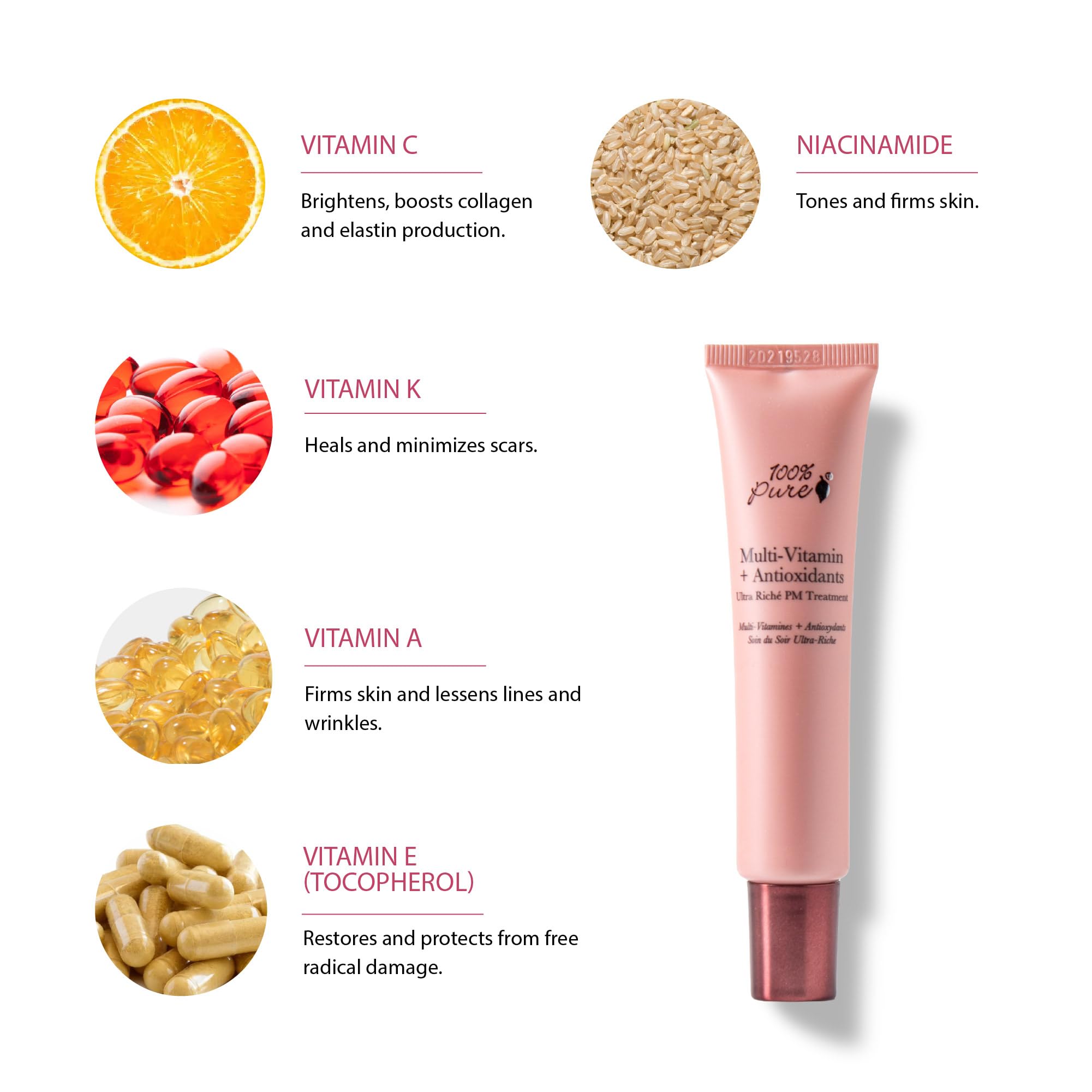 Ingredients avocado, shea, cocoa, rosehip nourish skin.