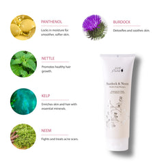 100% PURE Burdock & Neem Shampoo on hair and scalp, hydrated and refreshed