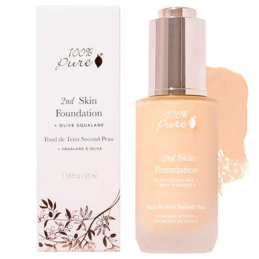 100% PURE 2nd Skin Foundation shade 4 bottle with pump for easy application