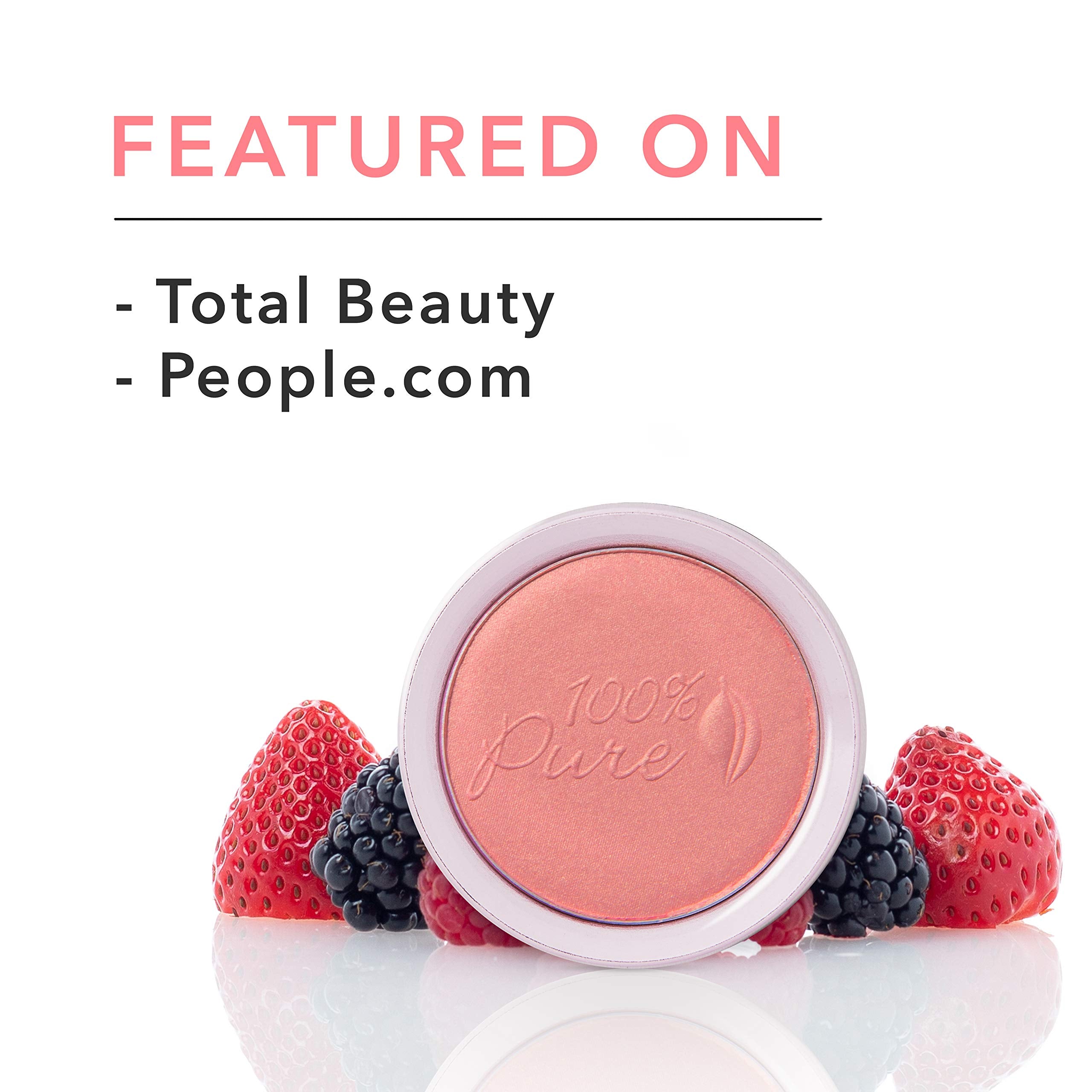 100% PURE Mimosa blush applied to the cheek for buildable color