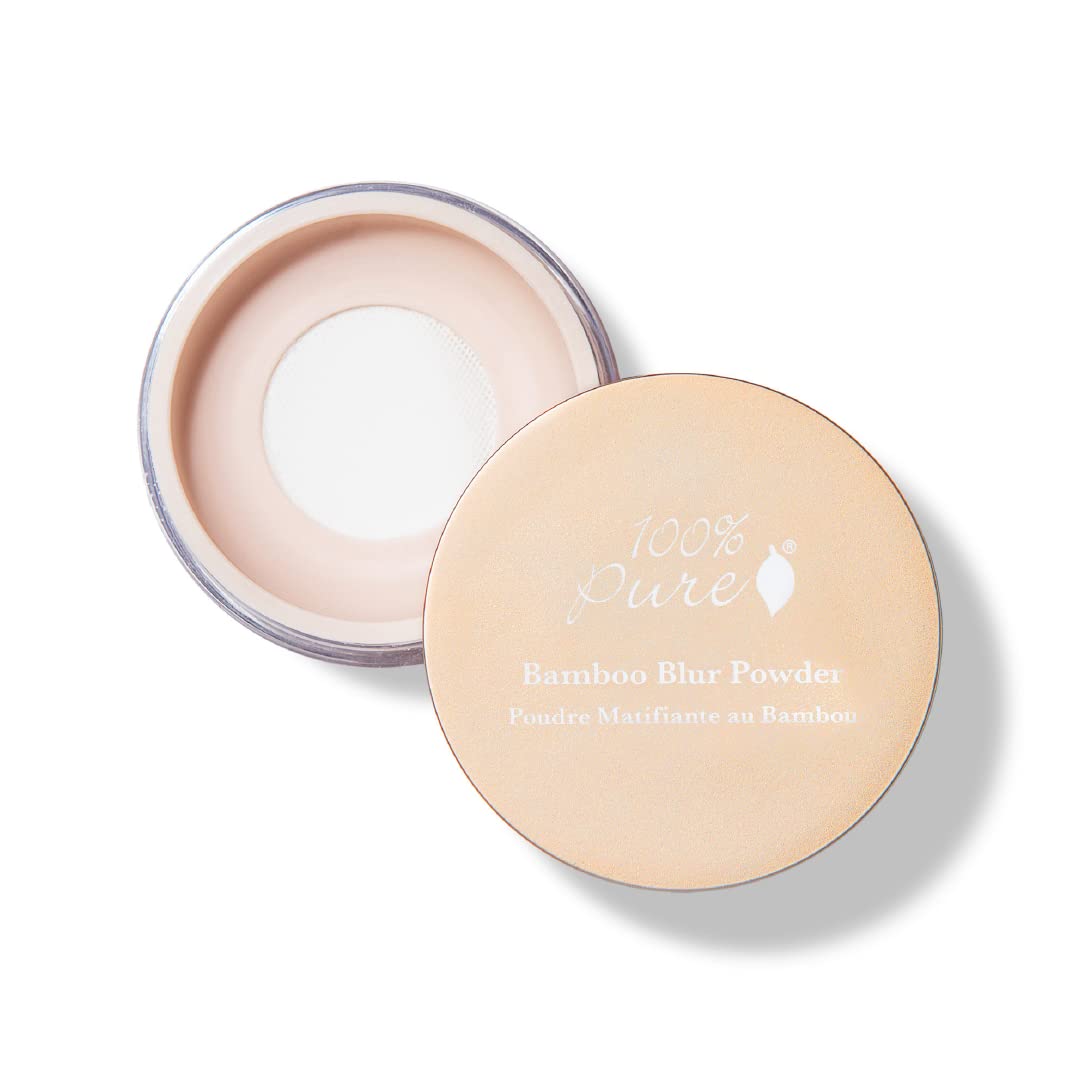 100% PURE Bamboo Blur Powder bottle pour shows oil-absorption and translucent finish.