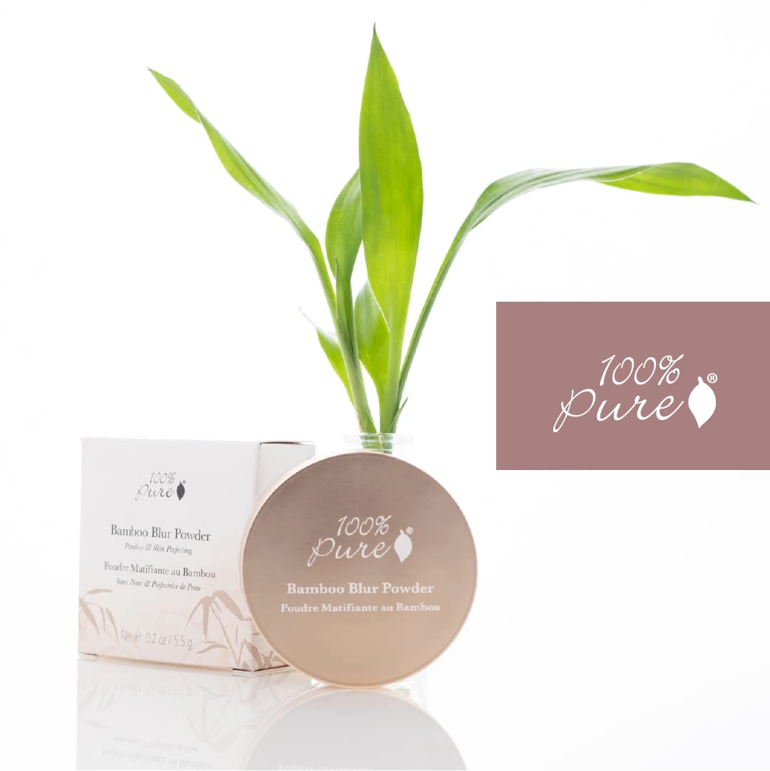 100% PURE Bamboo Blur Powder oil-control-finish helps reduce shine during the day.