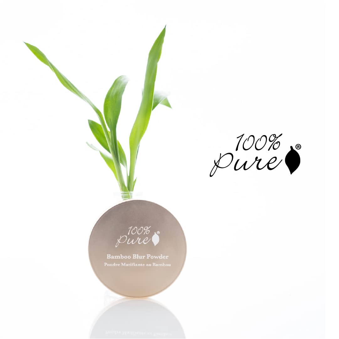 Brush application of Bamboo Blur Powder for crease-free, soft matte look.