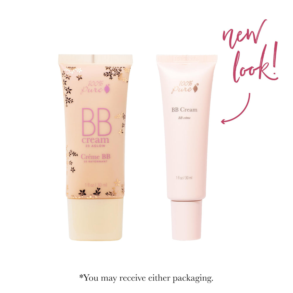 100% PURE BB Cream Shade 20 Aglow close-up texture shows creamy blend.