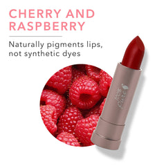 Close-up of lipstick application shows smooth, even color delivery