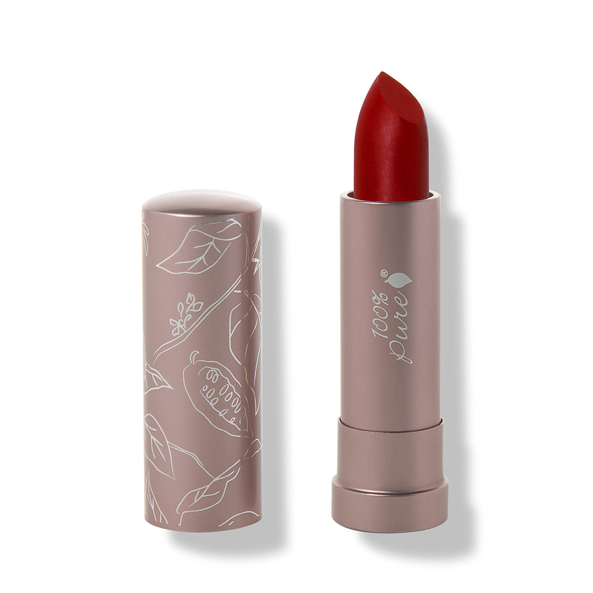 100% PURE Cocoa Butter Matte Lipstick packaging showcases cruelty-free luxury for everyday use