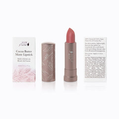 100% PURE Cocoa Butter Matte Lipstick tube close-up shows creamy texture.