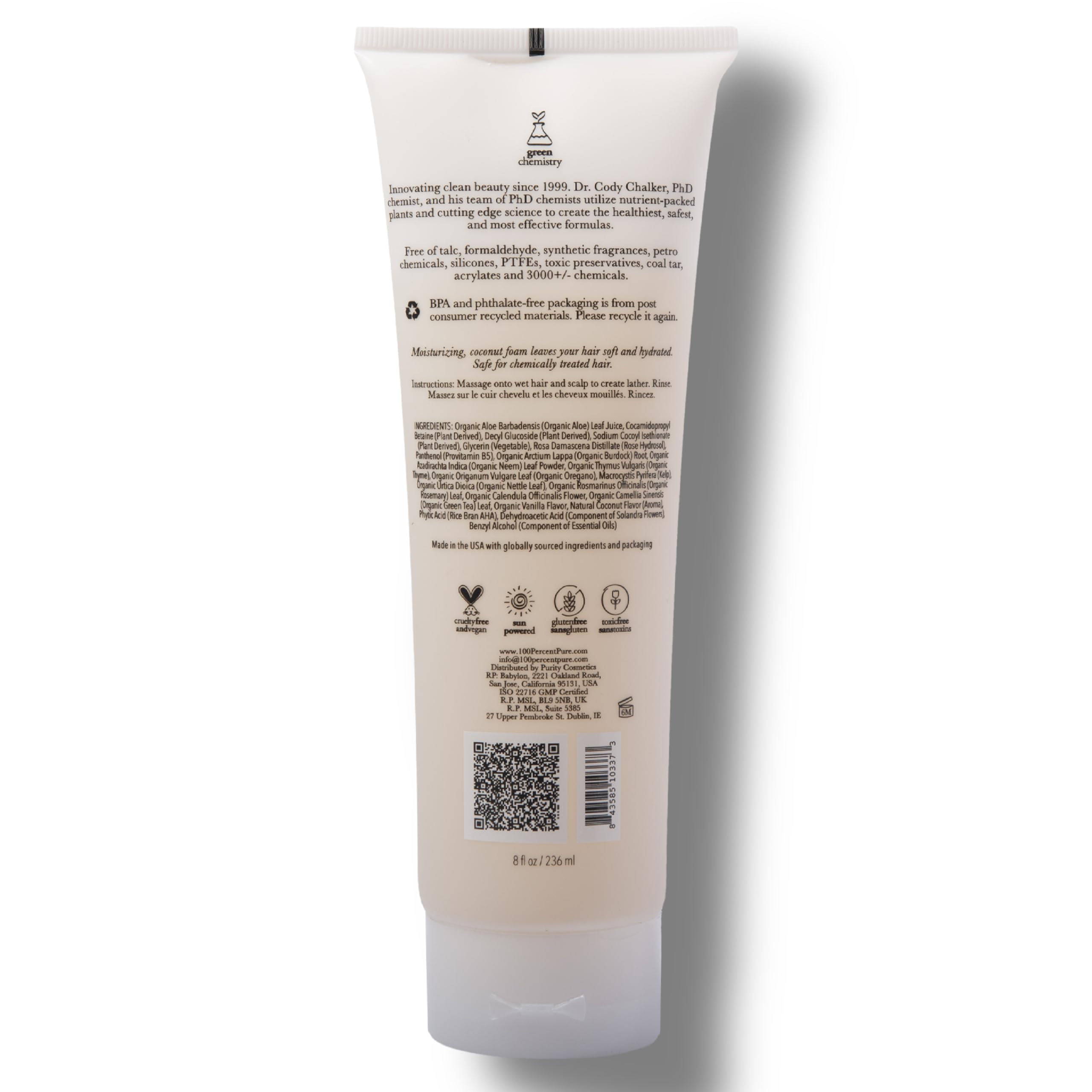 100% PURE shampoo packaging cruelty-free and ethically sourced
