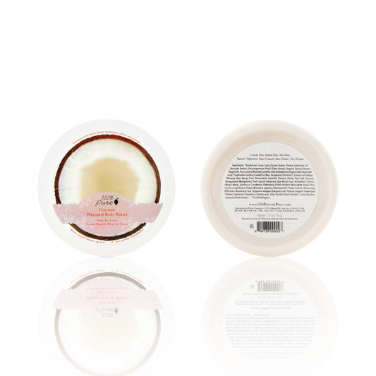 Texture close-up of 100% PURE Coconut Whipped Body Butter for smooth skin absorption