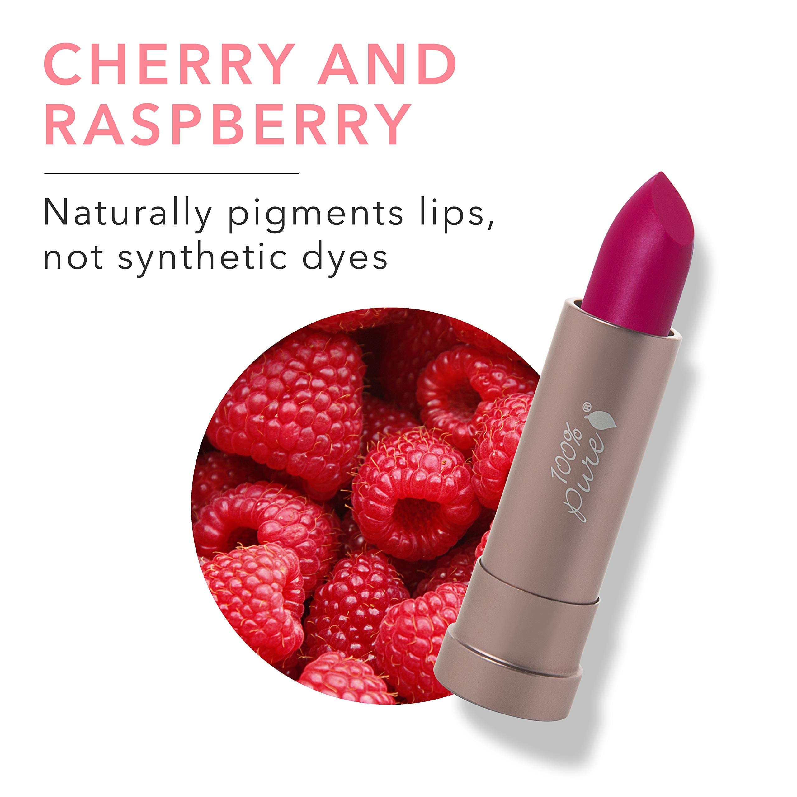 100% PURE uses fruit-pigmented technology for vivid, safe-looking lip color.