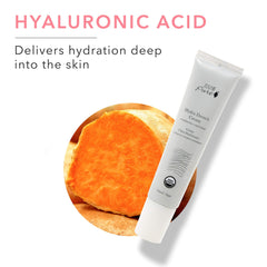 100% PURE Hydra Drench Cream hyaluronic‑acid bottle indicating deep hydration support.