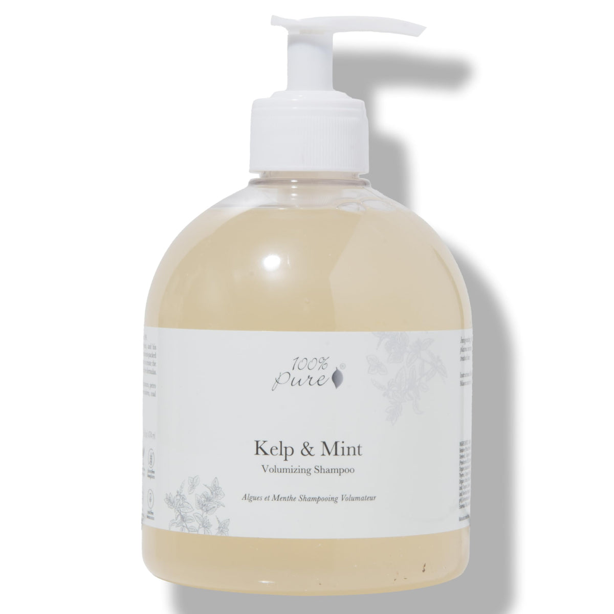 100% PURE Kelp & Mint Shampoo bottle for volumizing cleanse and fuller hair
