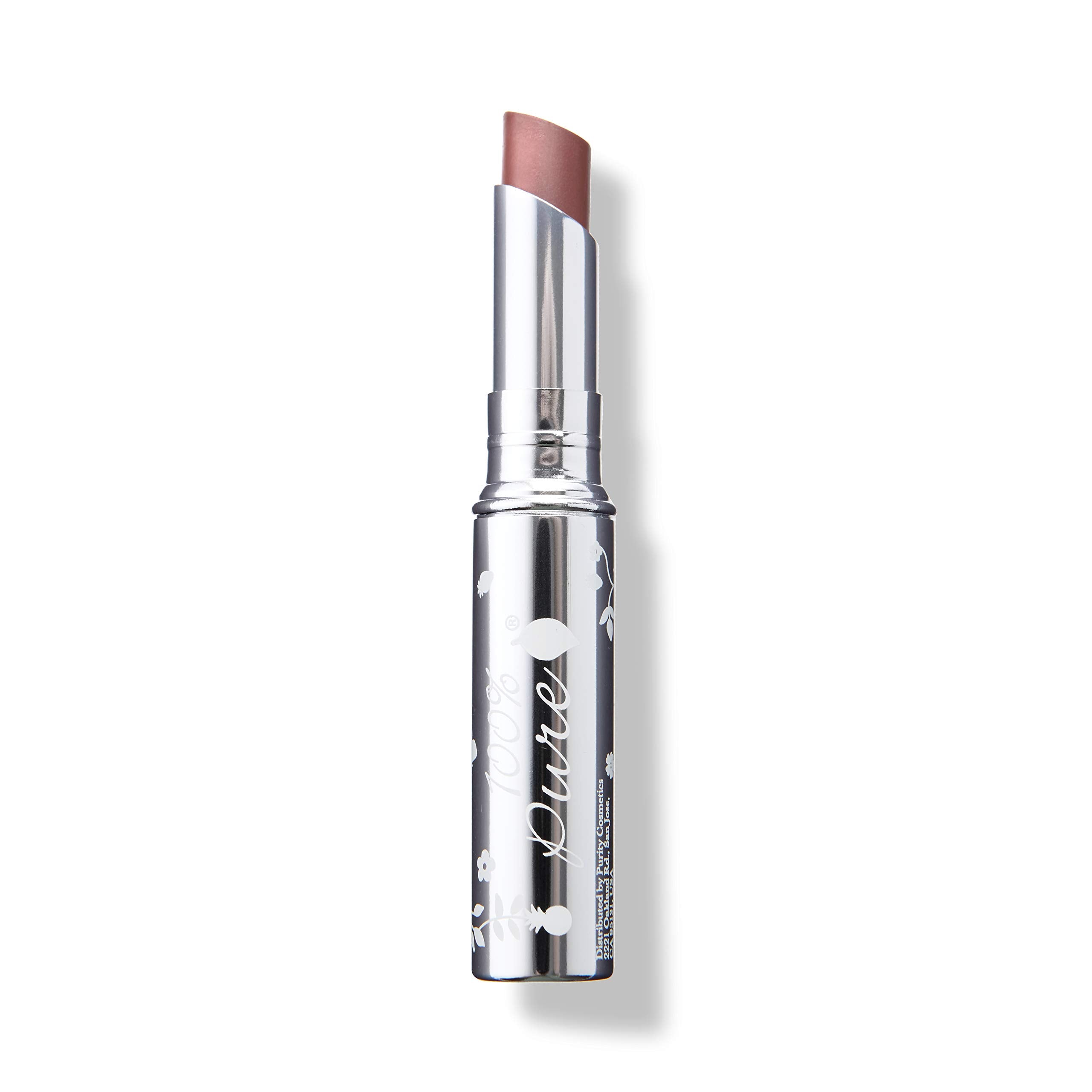 100percentpure Lip Glaze Sultry swatch shows warm peach brown for versatile daily color.