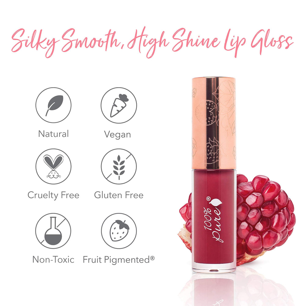 100% Pure lip gloss in portable mini tube for on-the-go touch-ups