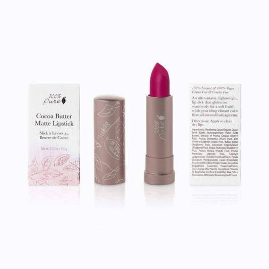 100% PURE Marrakesh lipstick offers weightless matte finish and long-lasting comfort.