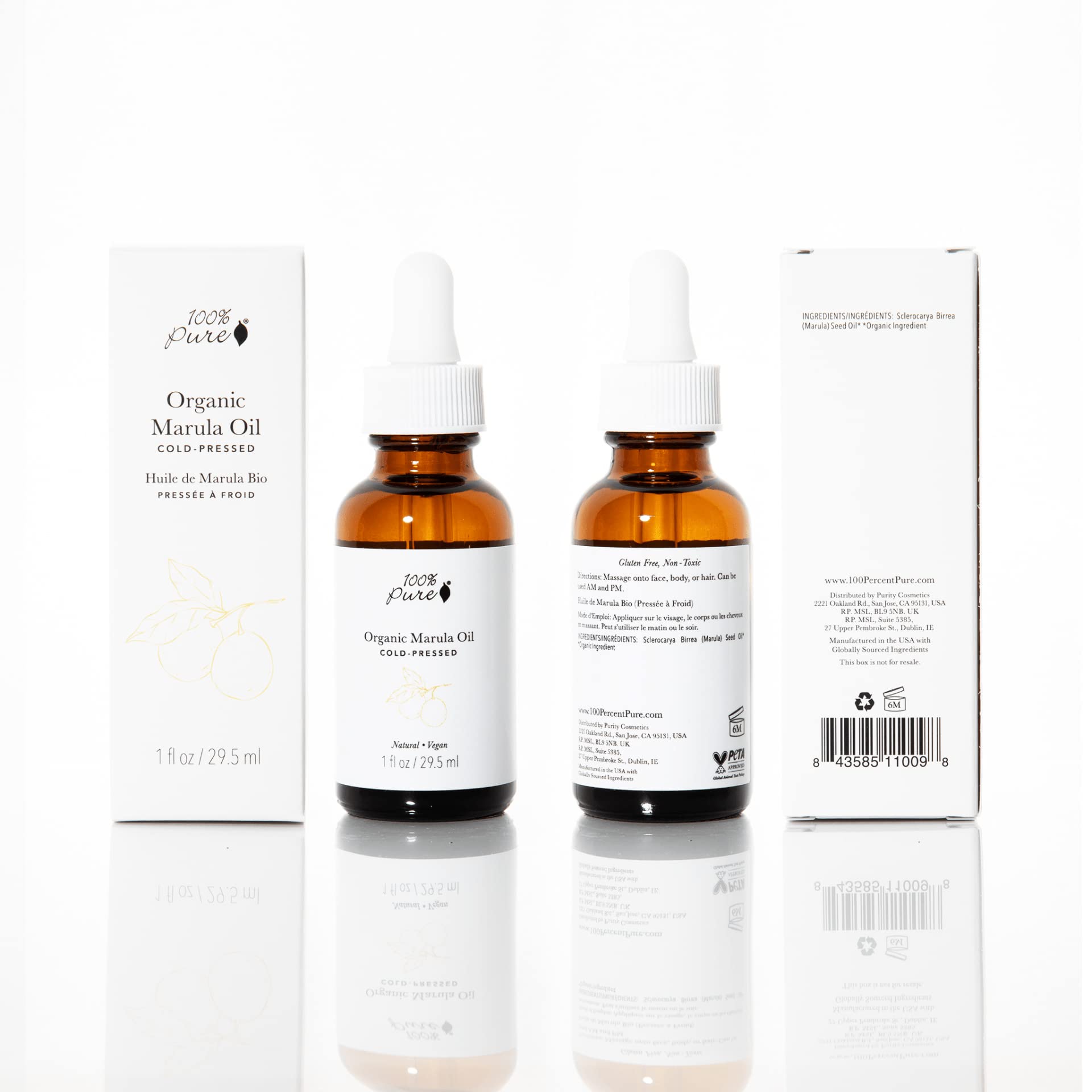 100% PURE Marula Oil facial application highlighting lightweight texture