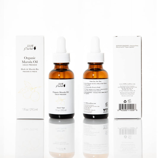 100% PURE Marula Oil facial application highlighting lightweight texture