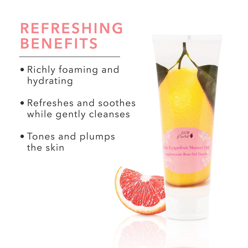 Creamy lather created by 100% PURE Pink Grapefruit Shower Gel for gentle cleansing.