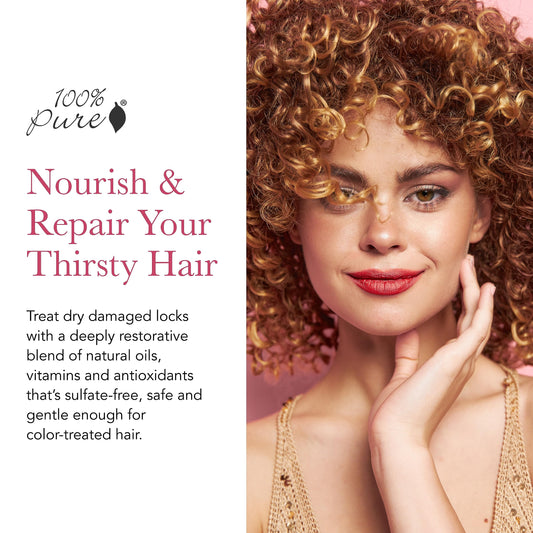 100% PURE rich creamy conditioner jar highlighting deep hydration for dry, damaged hair.
