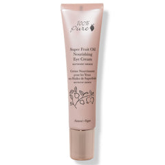 100% PURE Super Fruit Oil Nourishing Eye Cream bottle showing hydrating, antioxidant-rich formula.