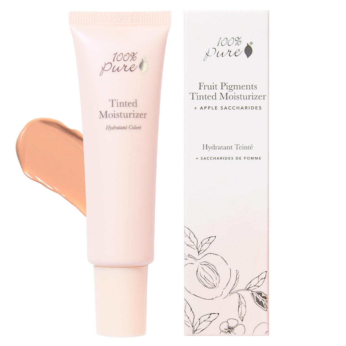 The 100% PURE Alpine Rose tinted moisturizer bottle yields a natural, dewy glow.